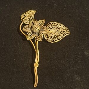 Antique metal flower pin